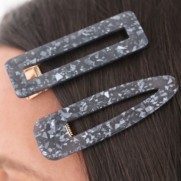 Black Hair Clips Set | Barrettes, Hair Accessories - Picture 3 of 3